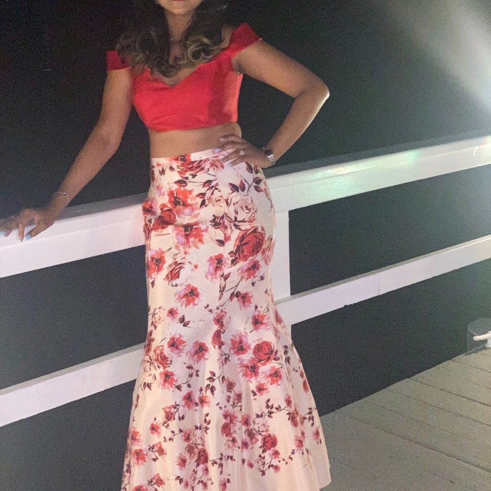 Two Piece Red Cocktail Dress